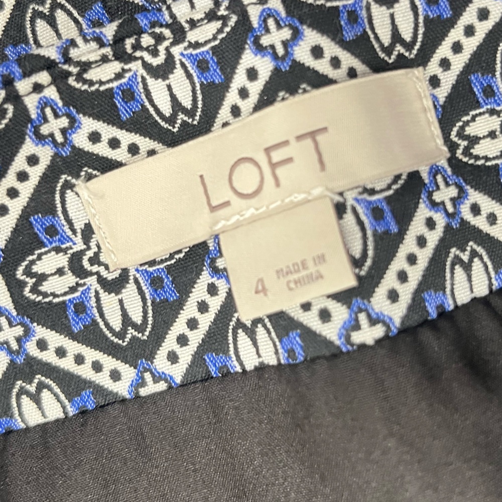 Loft Geometric Floral Pattern Polyester Blend Straight Cut Mini Skirt Size 4 - Picture 7 of 10